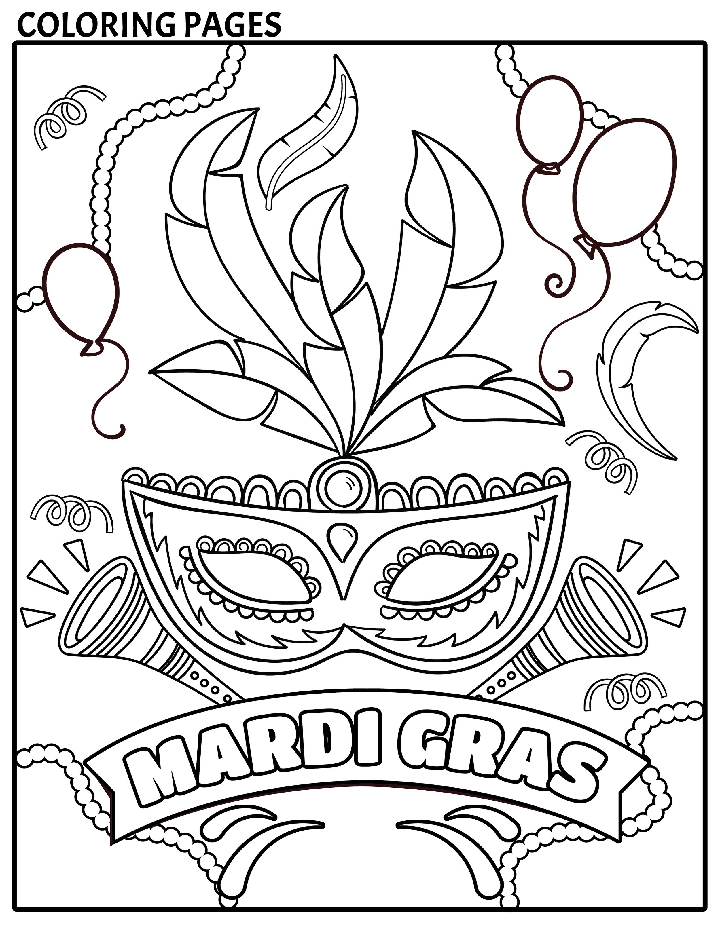 Free mardi gras mask coloring sheets â