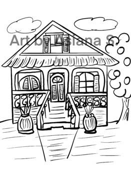 New orleans shotgun home coloring page by art by asiana s tpt