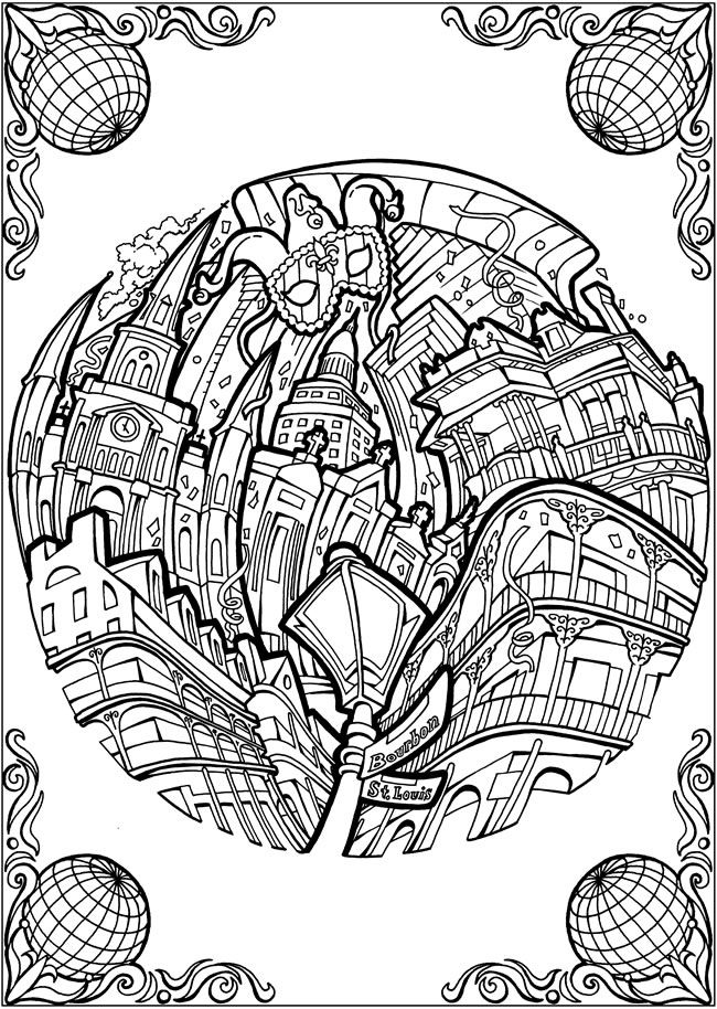 New orleans adult art coloring page coloring books adult coloring book pages coloring pages