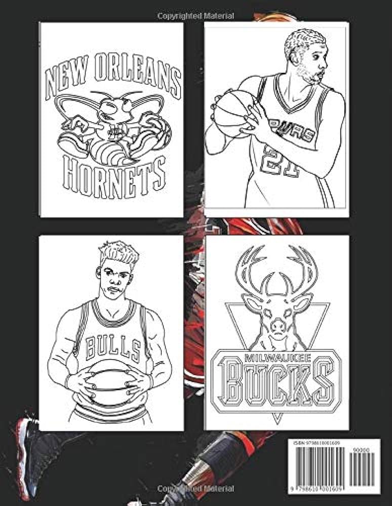 Nba all stars coloring book lebron james kevin durant kawhi leonard stephen curry russell westbrook and all team logo luka doncic books