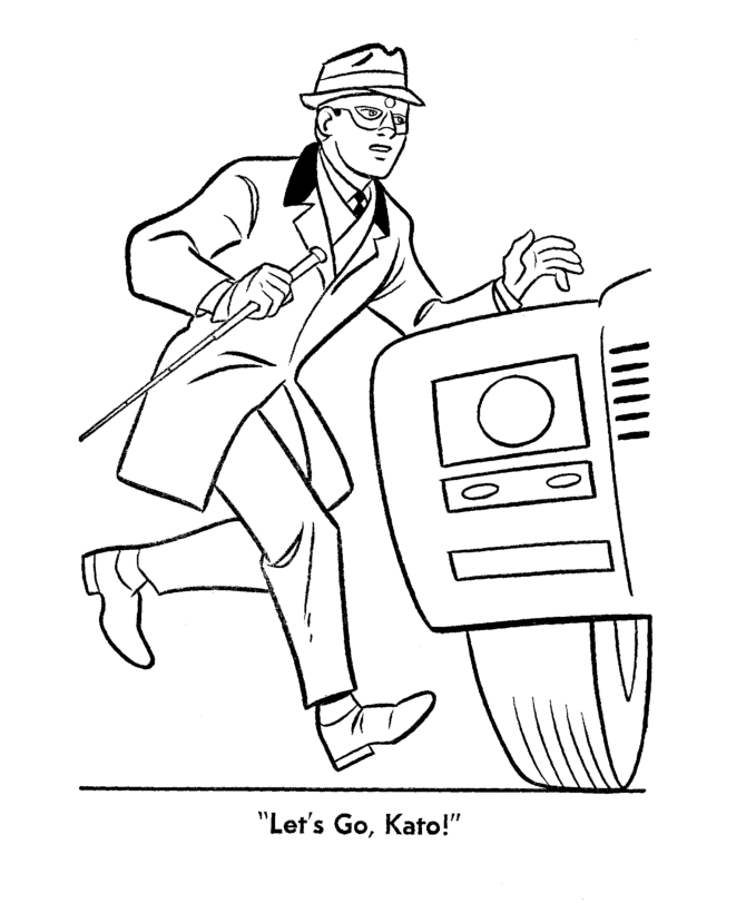 Green hornet and kato coloring pages