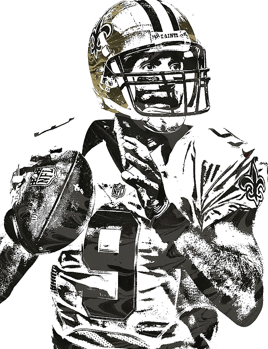 Drew brees new orleans saints pixel art greeting card by joe hamilton