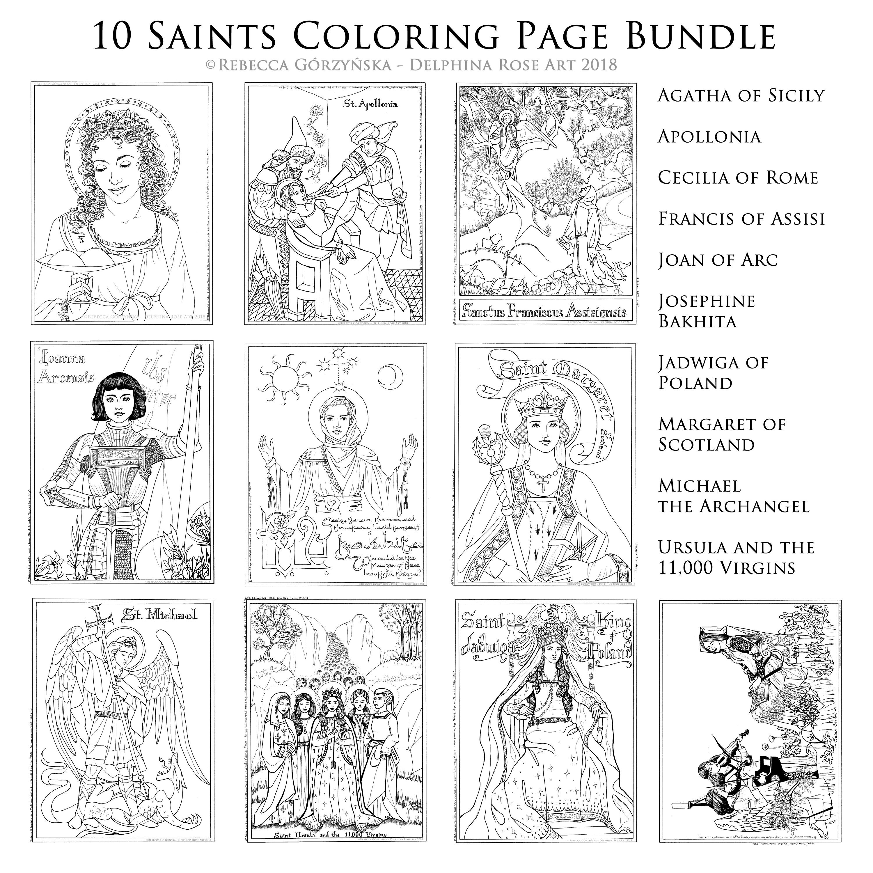 Giant catholic coloring book pages of mary and the saints pdf