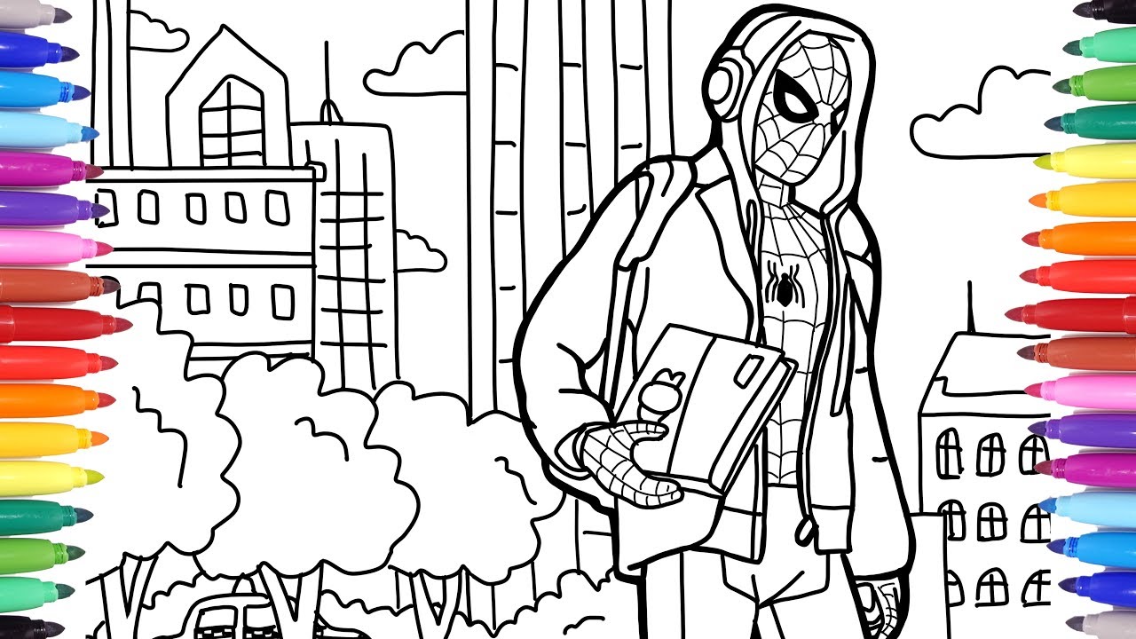 Spideran in the city coloring pages arvel coloring book how to draw spideran coloring for kids