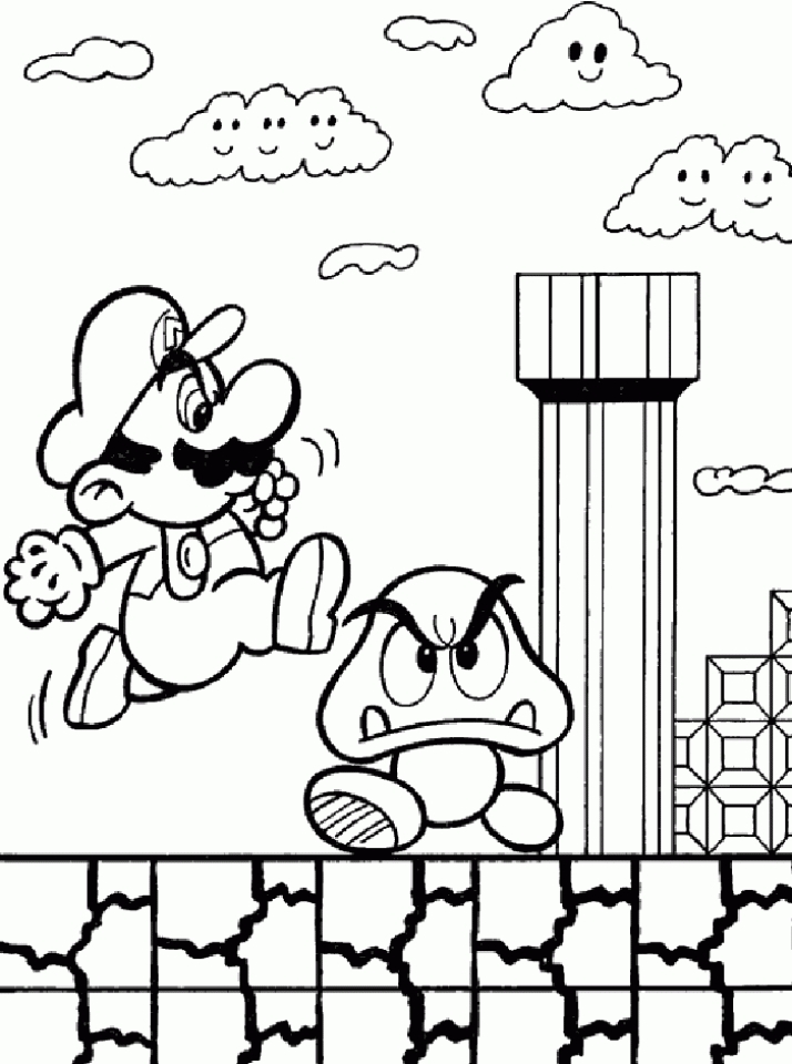 Free printable super mario coloring pages