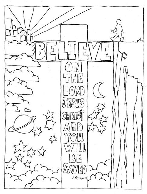 Coloring pages for kids by mr adron believe on the lord acts coloring page bible coloring pages bible verse coloring page bible coloring