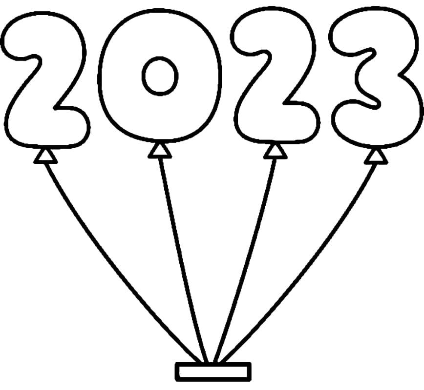 Happy new year balloons coloring page