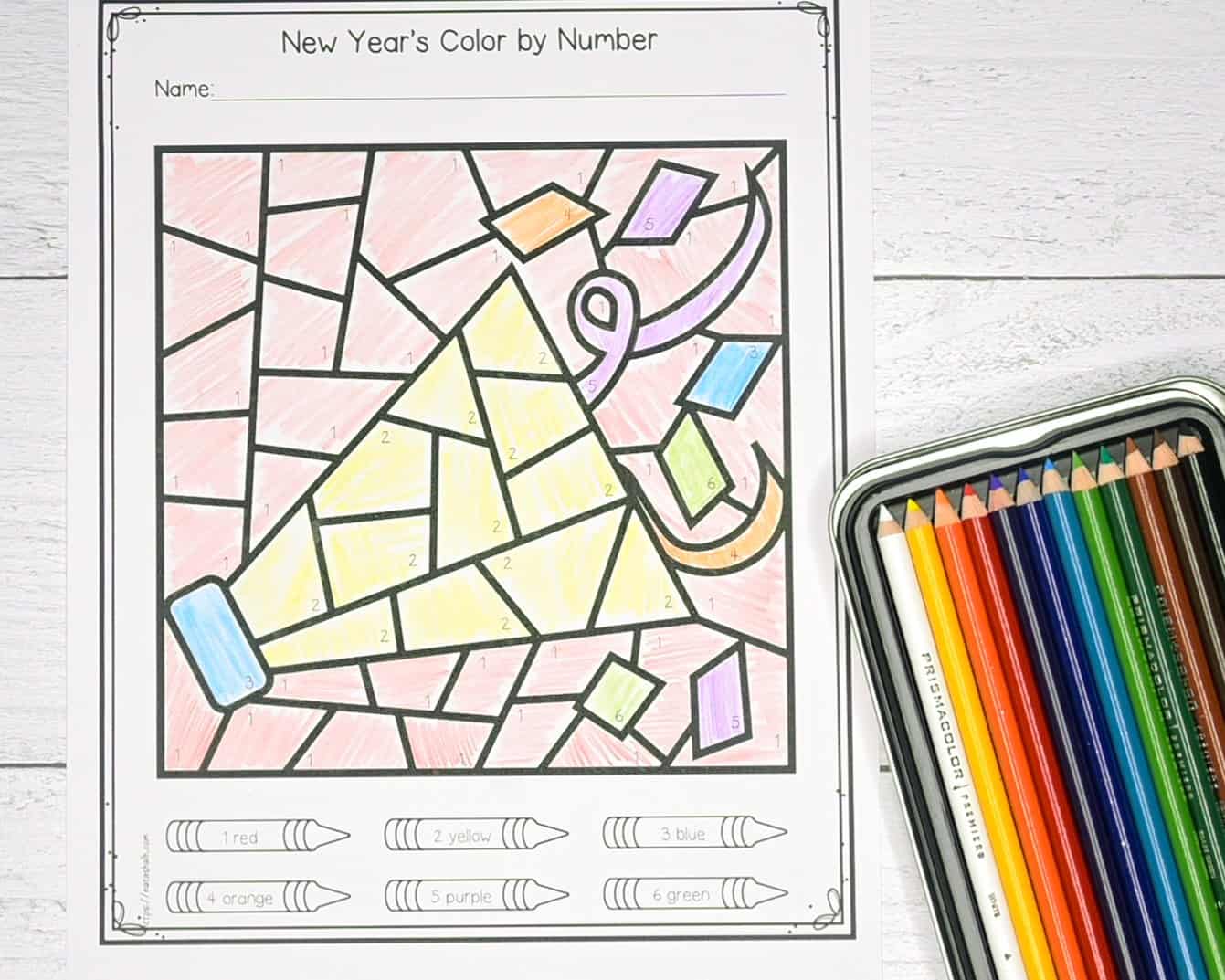 Free printable new years eve color by number pages
