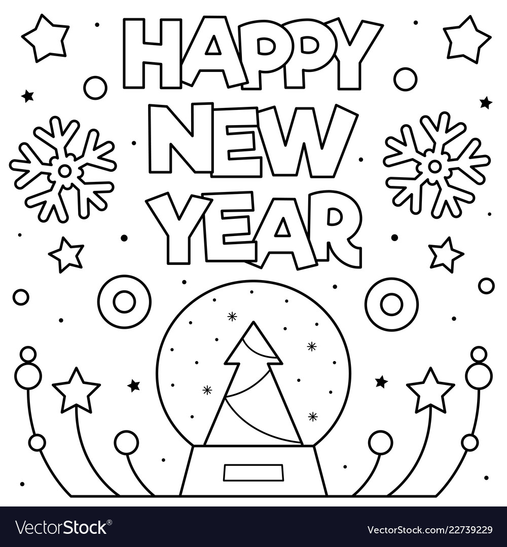 Happy new year coloring page royalty free vector image