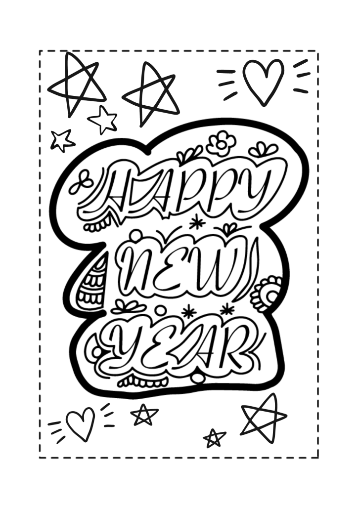 Happy new year free printable loring pages and cards for kids