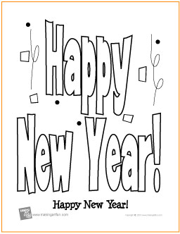 Happy new year free printable coloring page