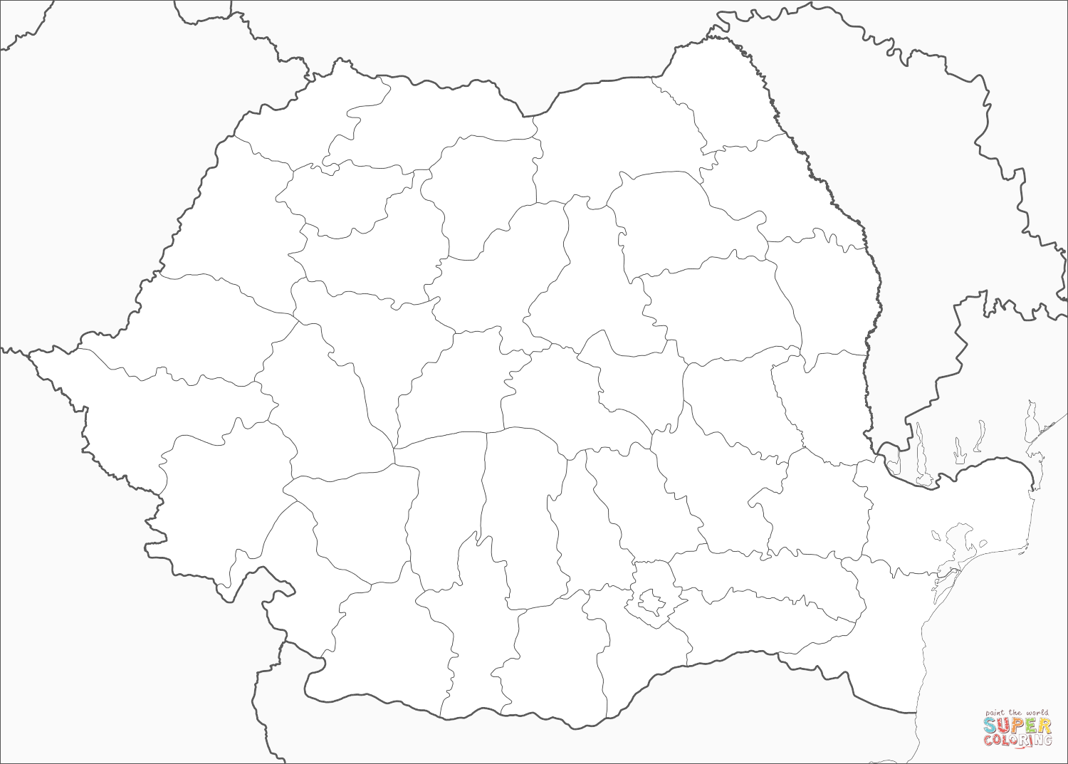 Romania map coloring page free printable coloring pages