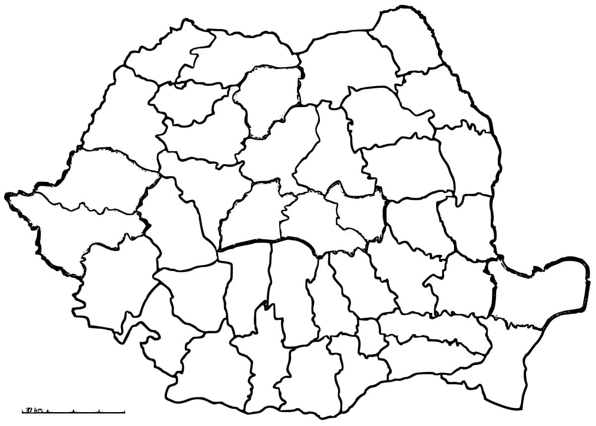 Printable romania map coloring page