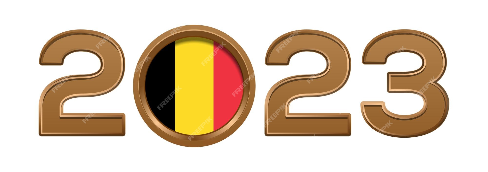 Premium vector gold number with the belgian flag inside number logo text design isolated on white