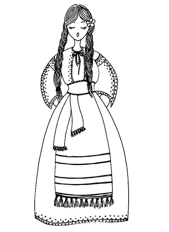 Romanian girl coloring page