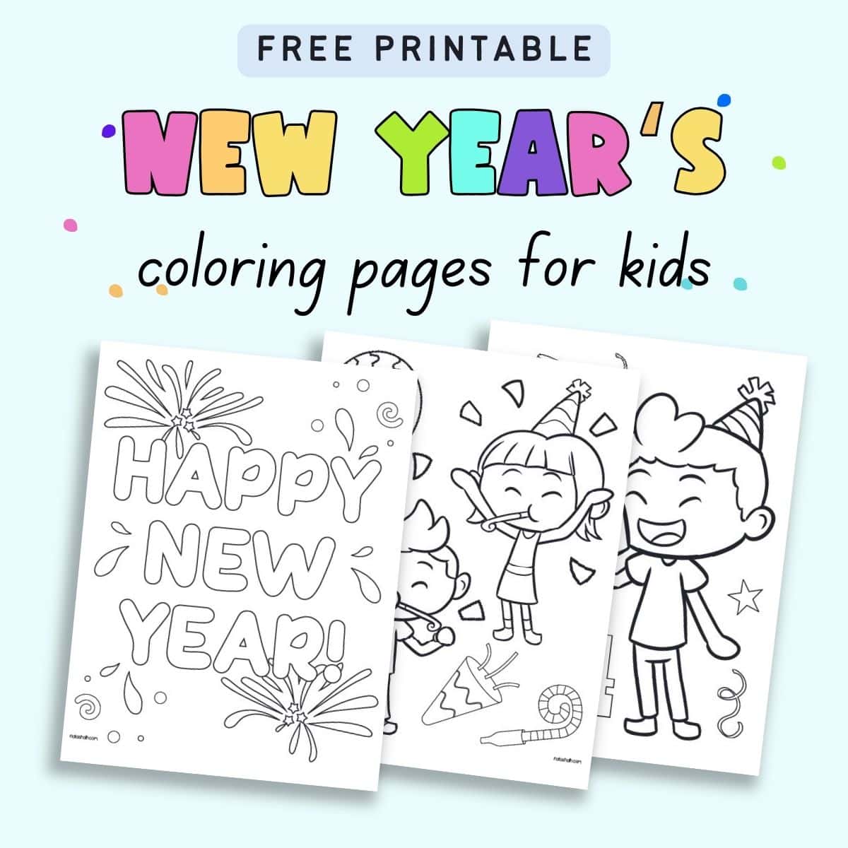 Free printable happy new year coloring pages
