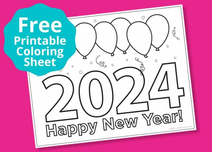 Happy new year coloring page