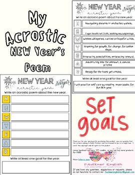 New years acrostic poem tpt