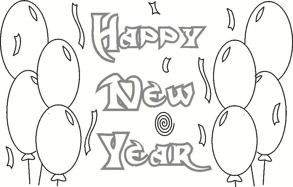 Happy new year coloring printable page