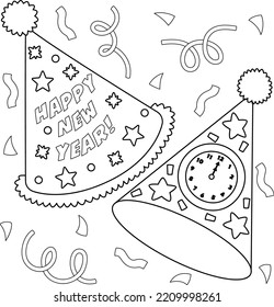 New years eve party hat coloring àààààààààªàààà àààààààààààªààààà