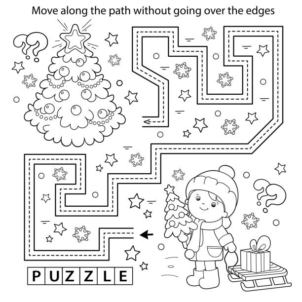 New year coloring sheet stock illustrations royalty