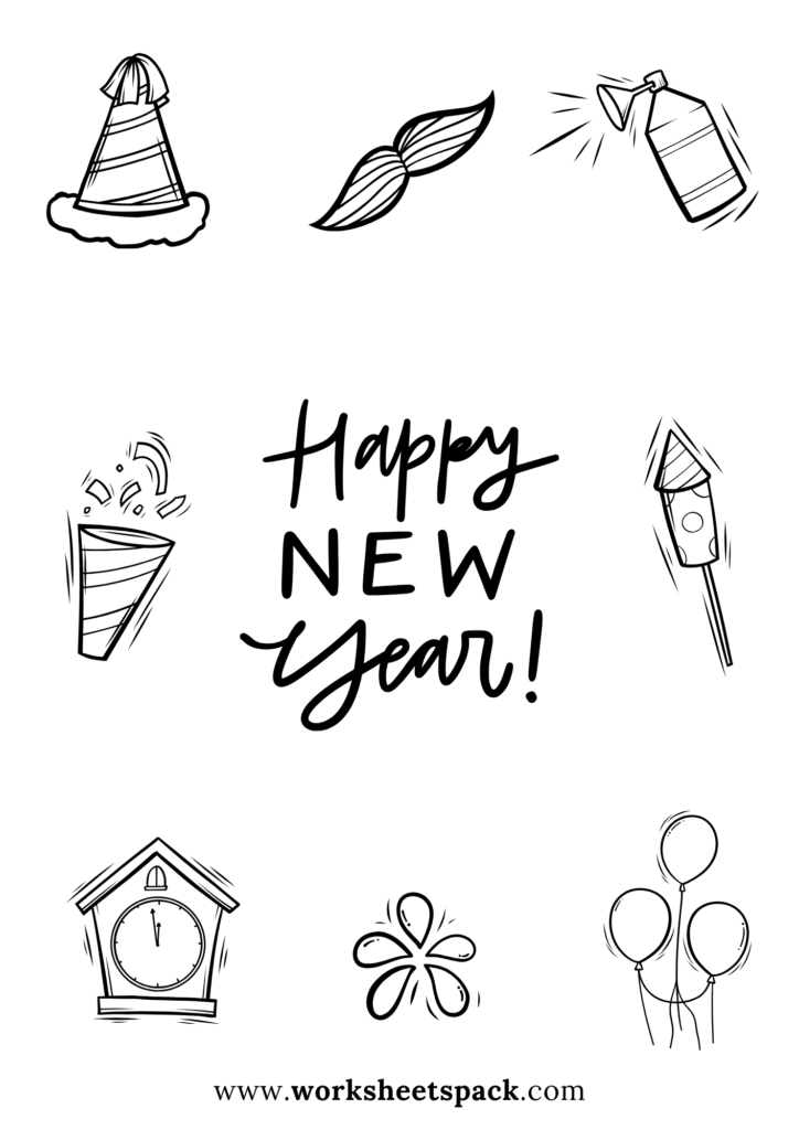 Happy new year free new years eve coloring pages