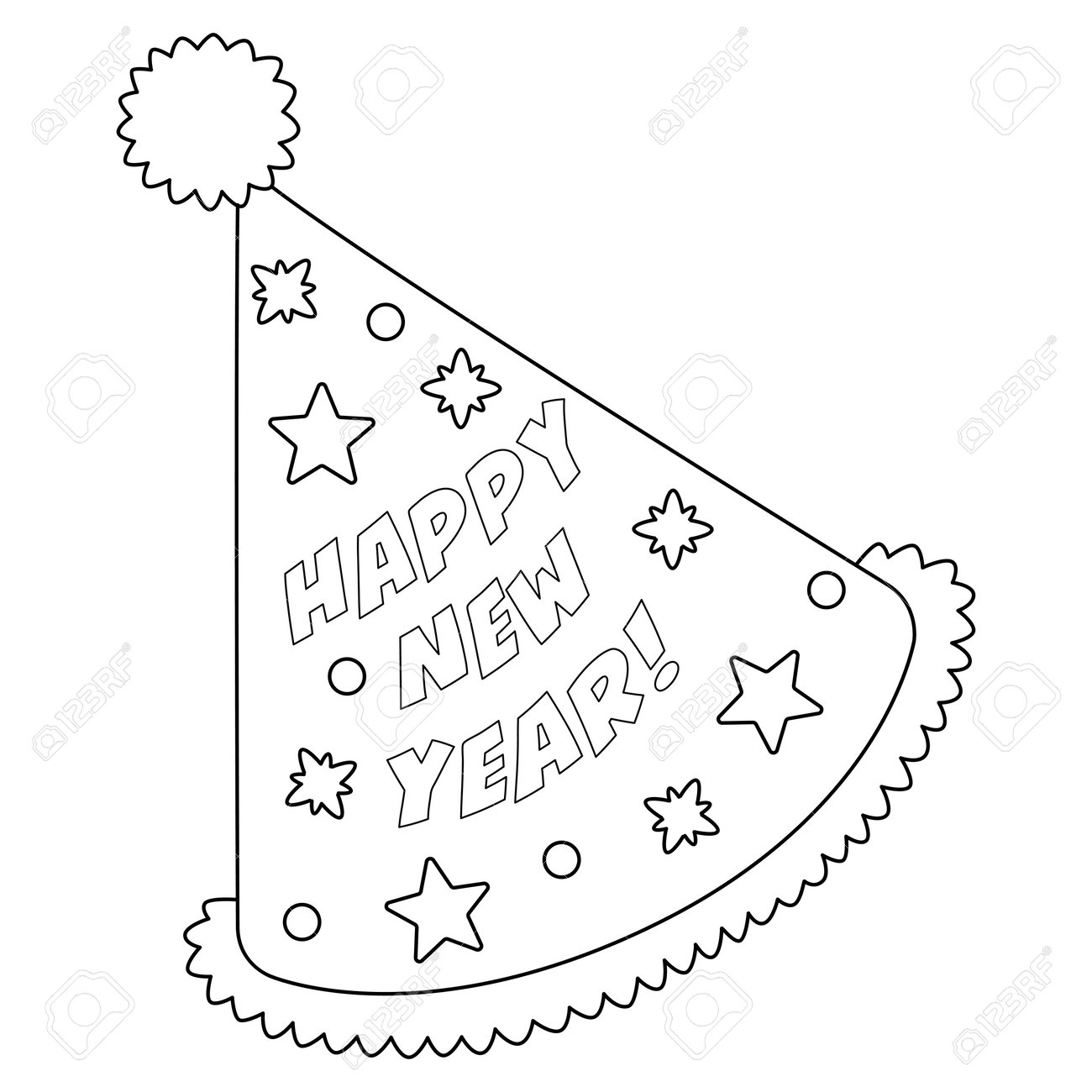 New years eve party hat isolated coloring page royalty free svg cliparts vectors and stock illustration image