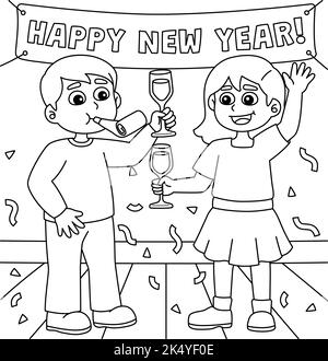 New year feast coloring page for adults stock vector image art