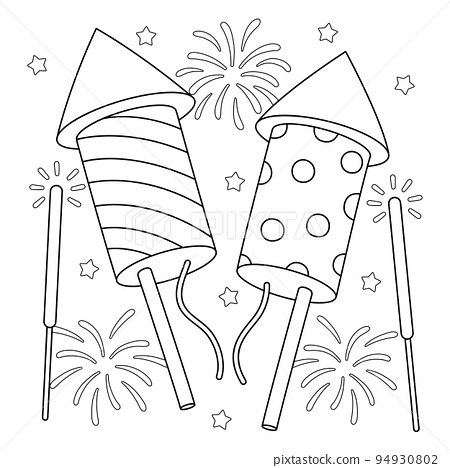 New years eve fireworks coloring page for kids