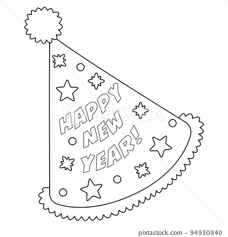 New years eve party hat isolated coloring page