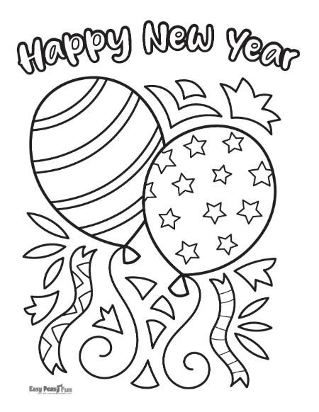 Happy new year coloring pages