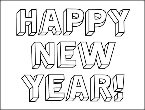 Easy new year drawing tutorial and new year coloring page