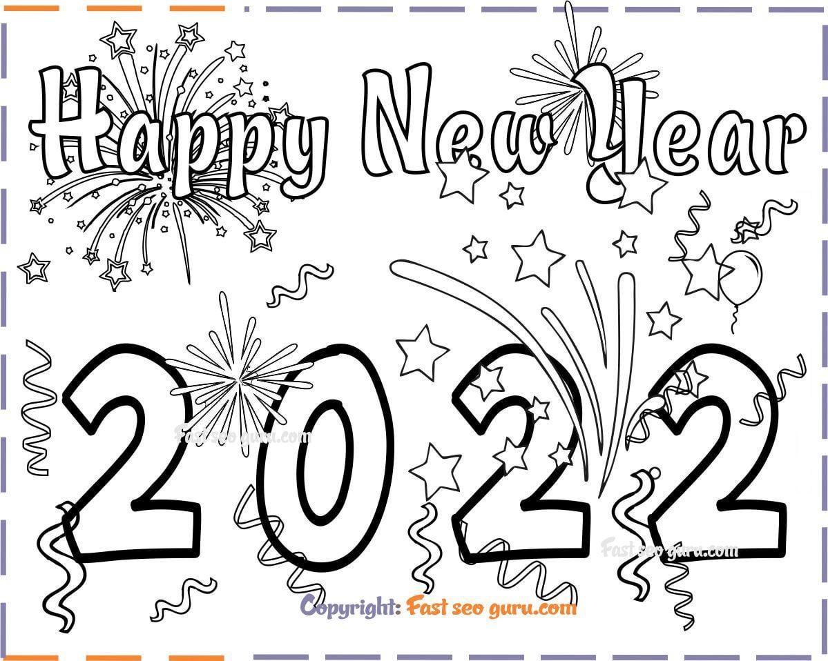 New years coloring page for kids