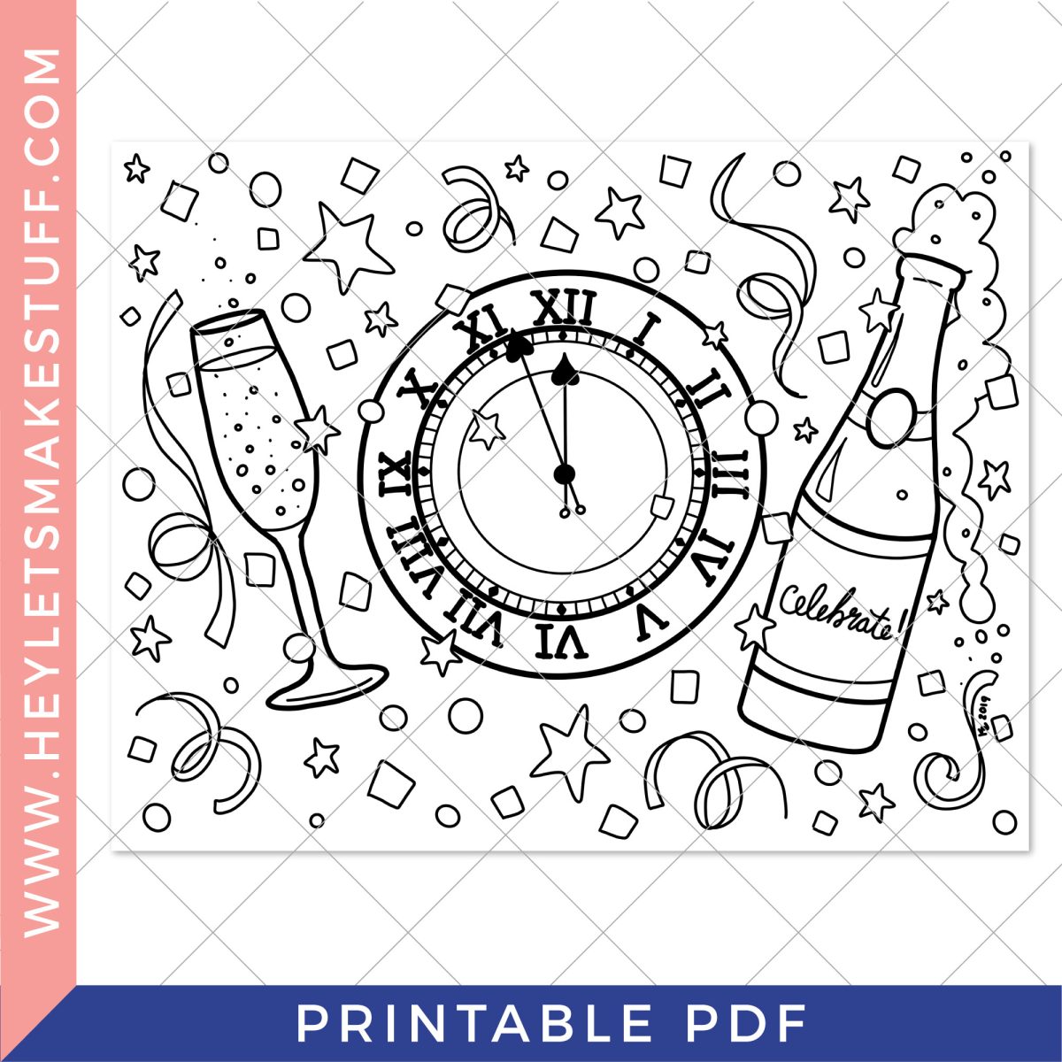 Printable new years eve coloring page