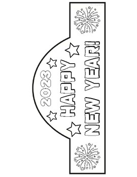Happy new year headband crown craft plus coloring sheet tpt