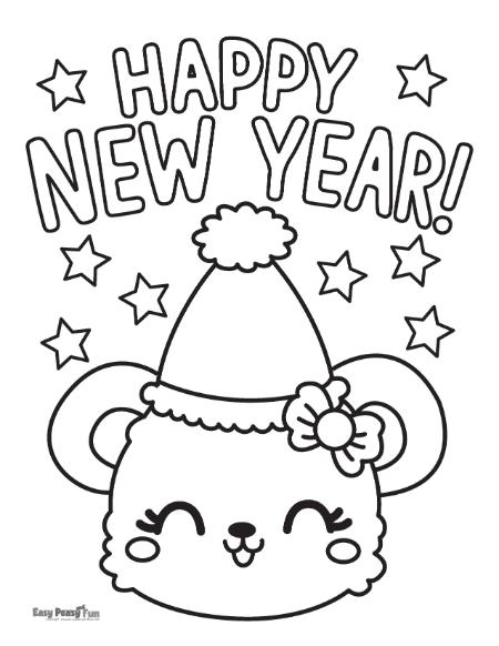 Happy new year coloring pages