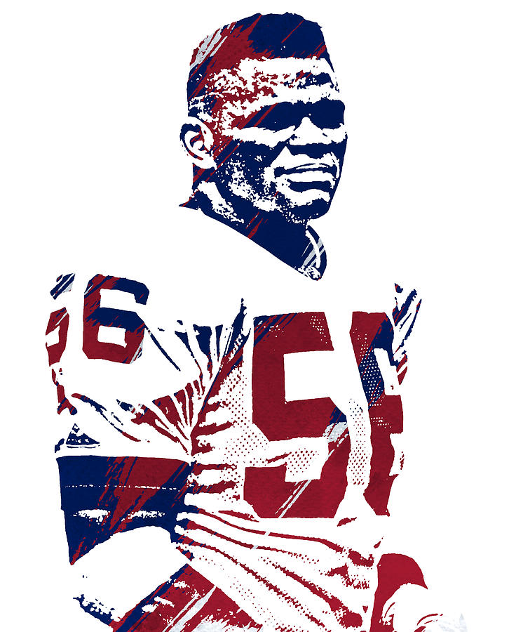 Lawrence taylor new york giants watercolor strokes pixel art mixed media by joe hamilton
