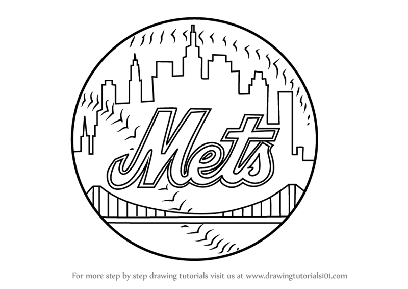 How to draw new york mets logo mlb step by step