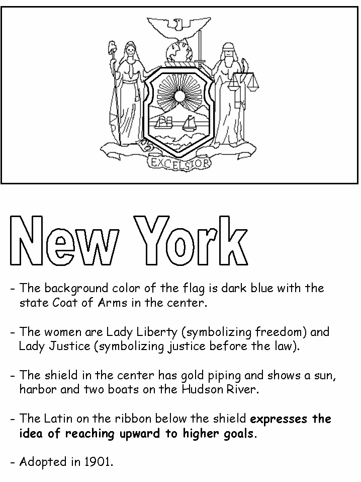 New york state flag flag coloring pages state flags new york state