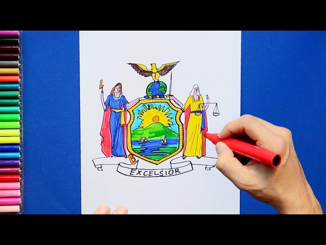 How to draw the new york state flag coat of ars