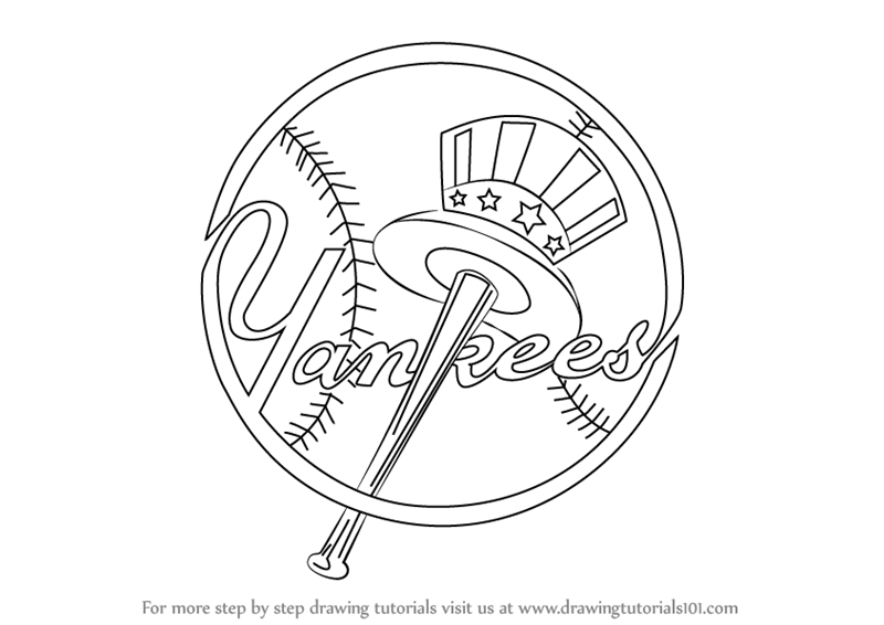 How to draw new york yankees logo mlb step by step