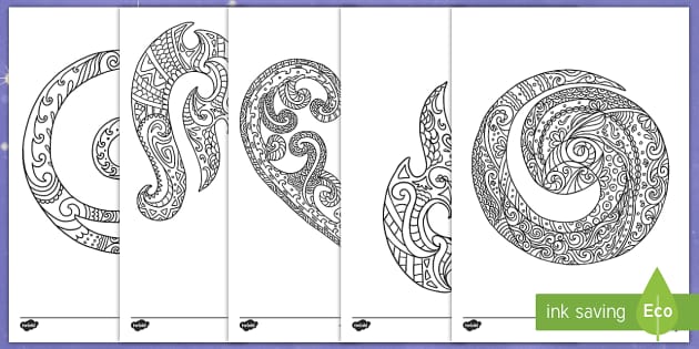 Mäori koru designs mindfulness louring pages