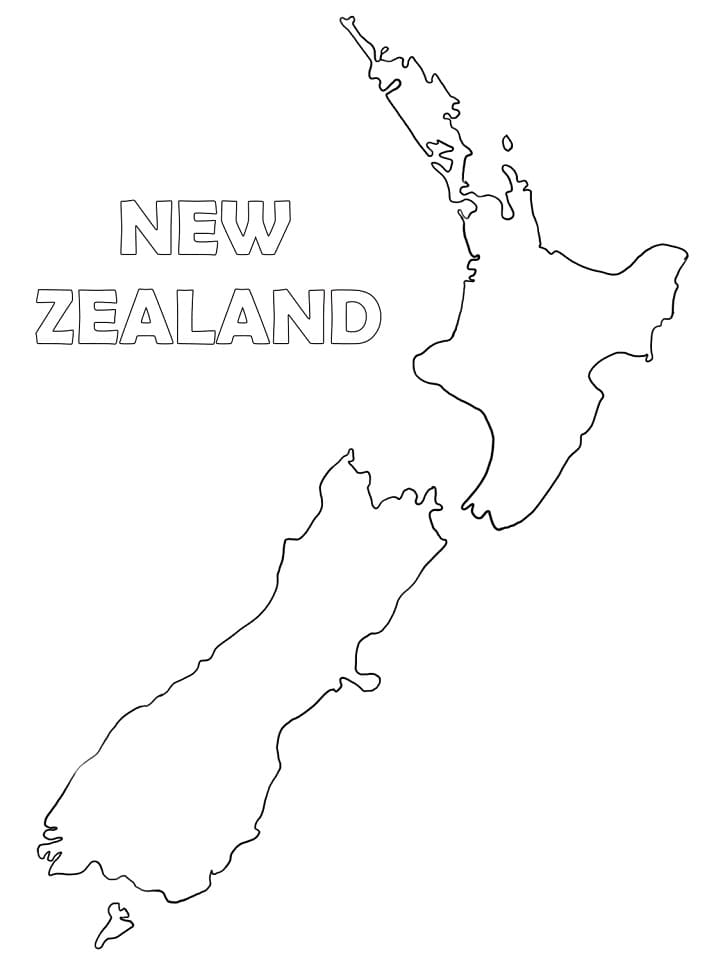 New zealand map coloring page