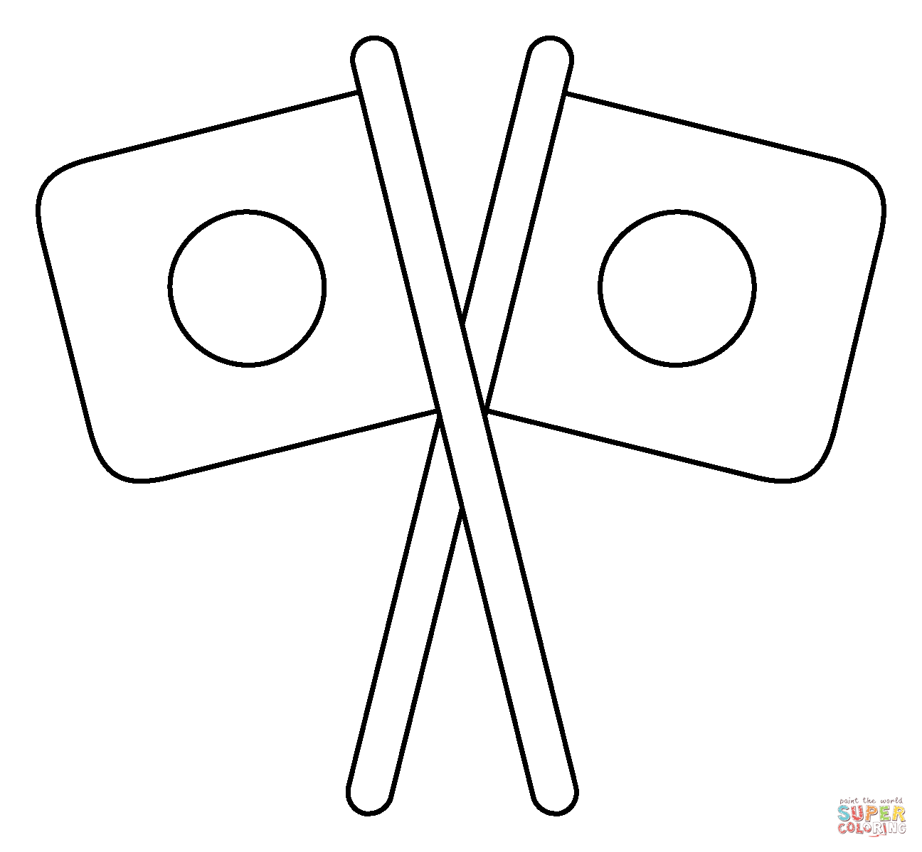 Crossed flags emoji coloring page free printable coloring pages