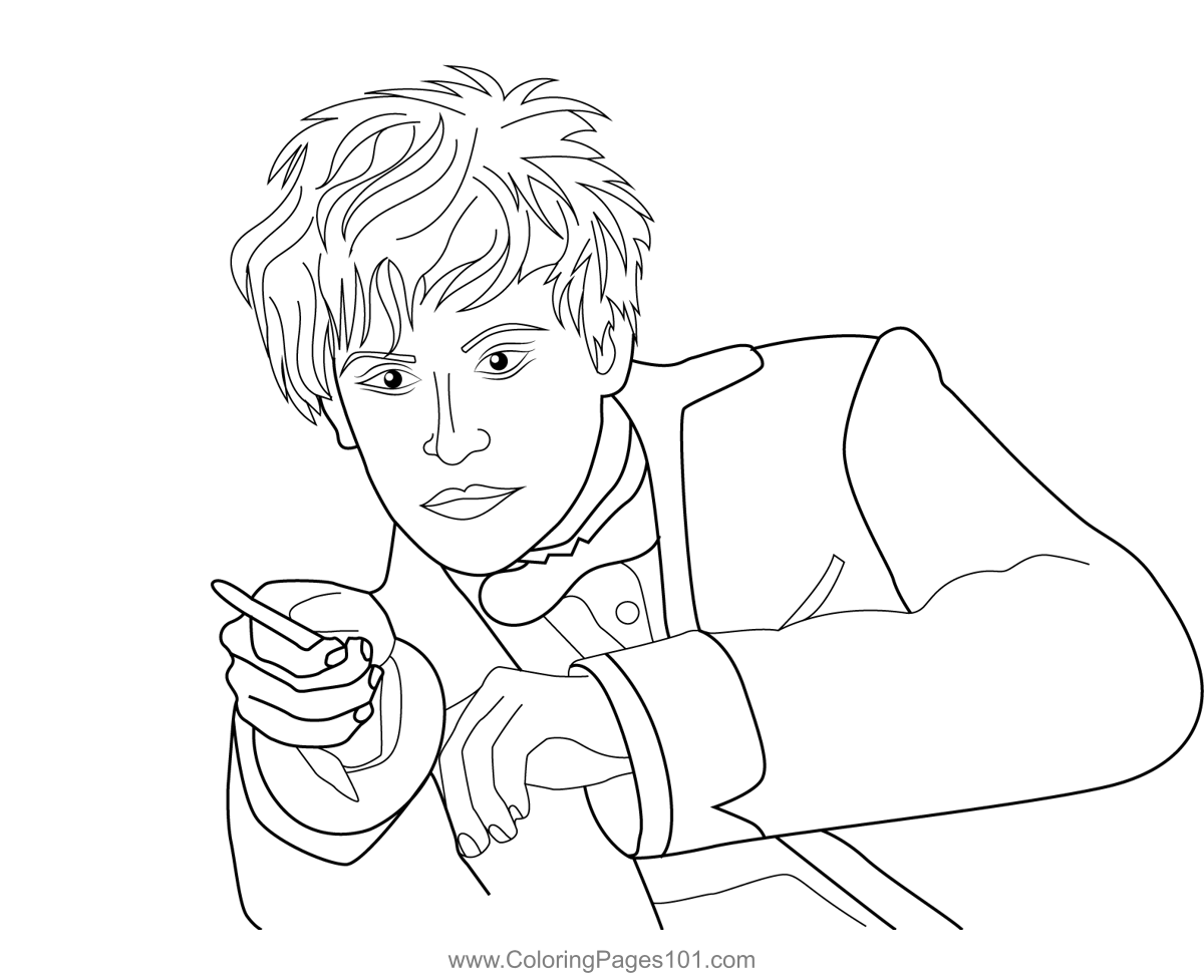 Newt scamander harry potter coloring page for kids