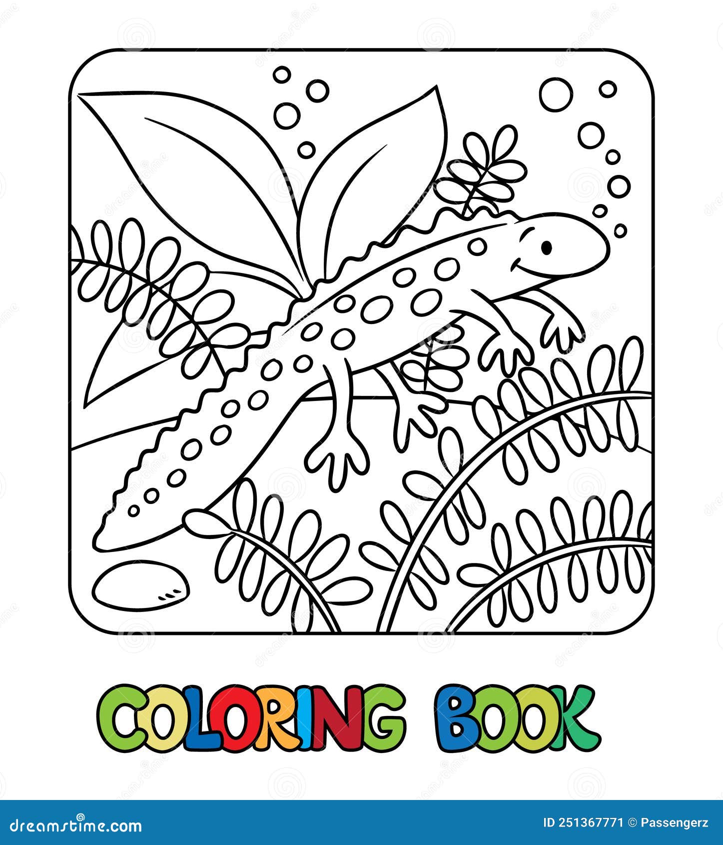 Funny sweeming newt kids coloring book vector stock vector