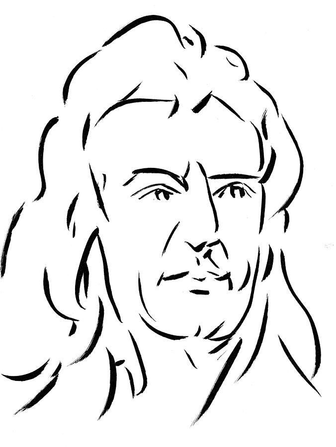 Sir isaac newton drawing by romanvs moses