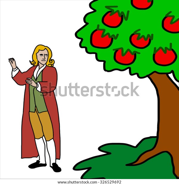 Hand draw illustration isaac newton apple stock vector royalty free