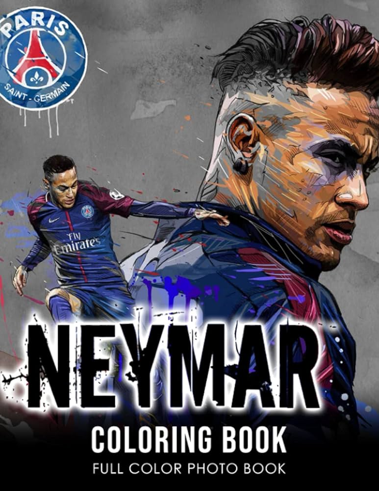 Neymar coloring book famous brazilian professional footballer illusation coloring book sess relief gift x unique fantasy coloring black line art relaxing gift for adults kids hawesin ulane
