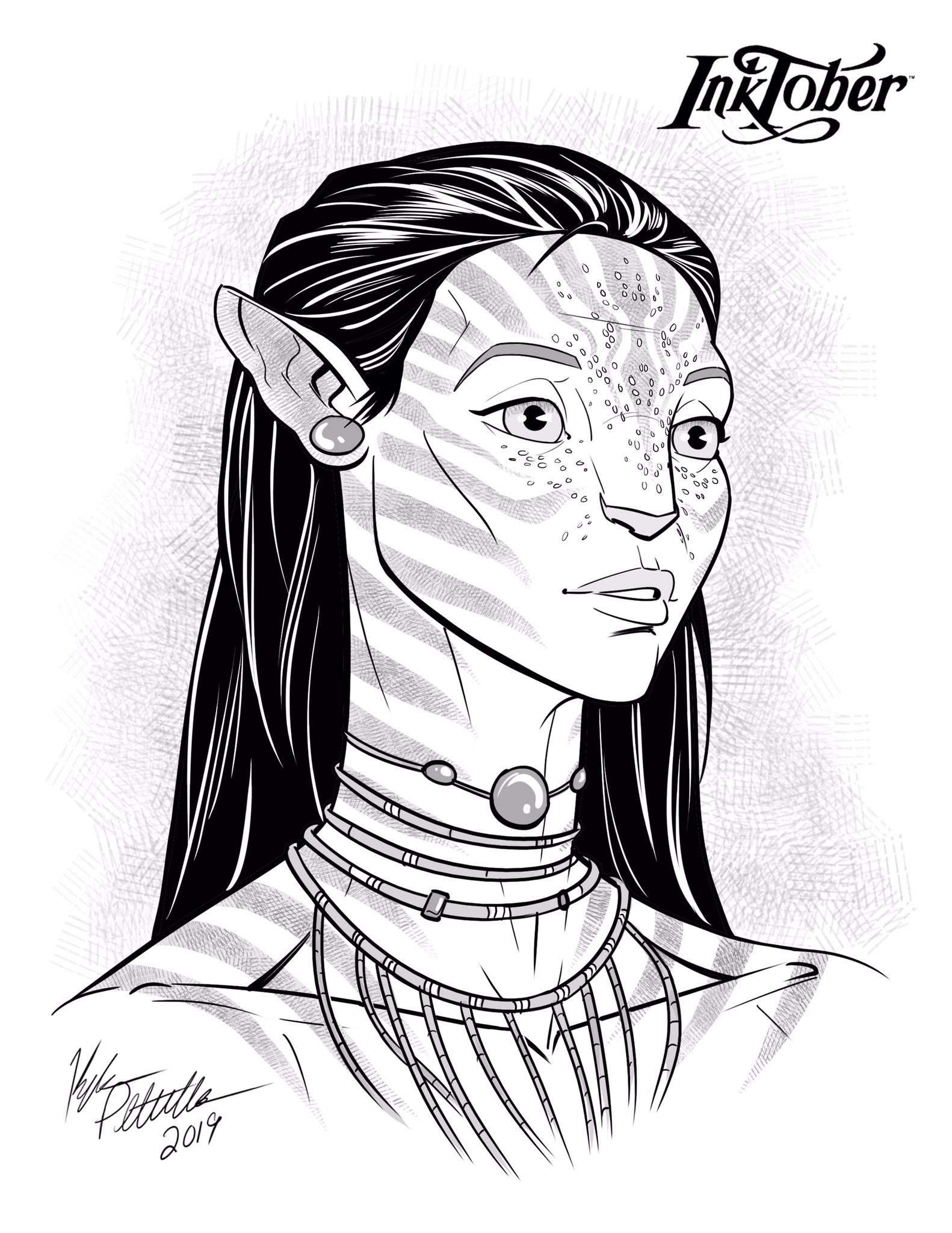 Kyle petchock art on x inktober day âpatternâ decided to draw neytiri from avatar with her striped skin pattern âºï so whens that sequel ing again haha inktober inktober avatar neytiri